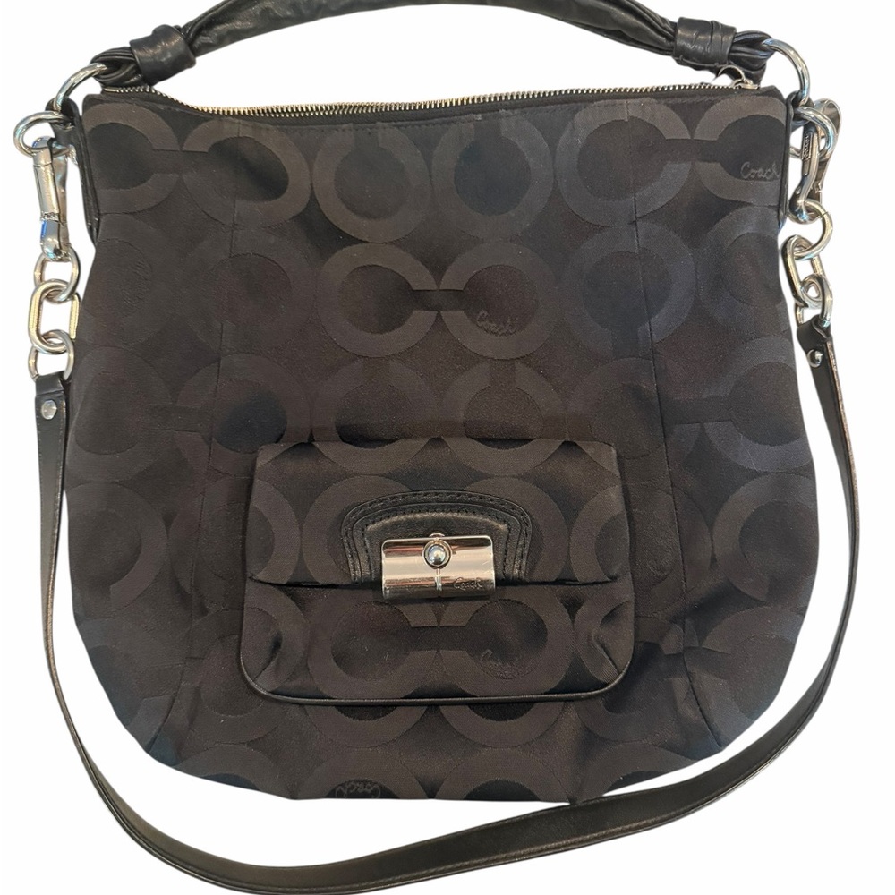 Coach Black Signature Shoulder Bag Kristin HOBO Vintage 90s